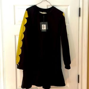 New Cynthia Rowley Gold Scallop Sweatshirt Dress